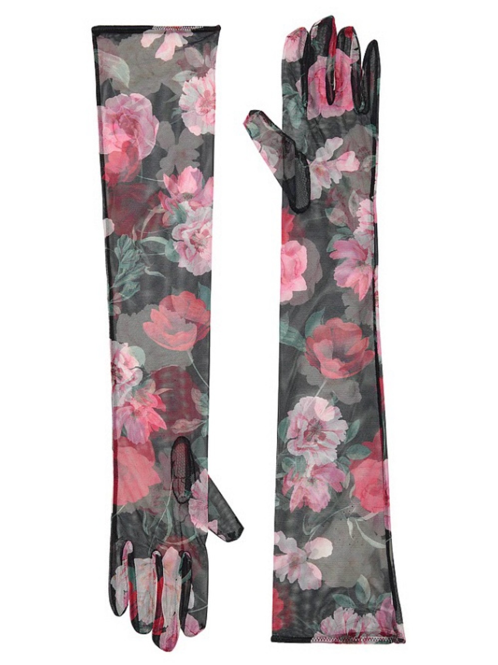 ATELIER x Victoria's Secret Black Roses Sheer Floral Long Gloves